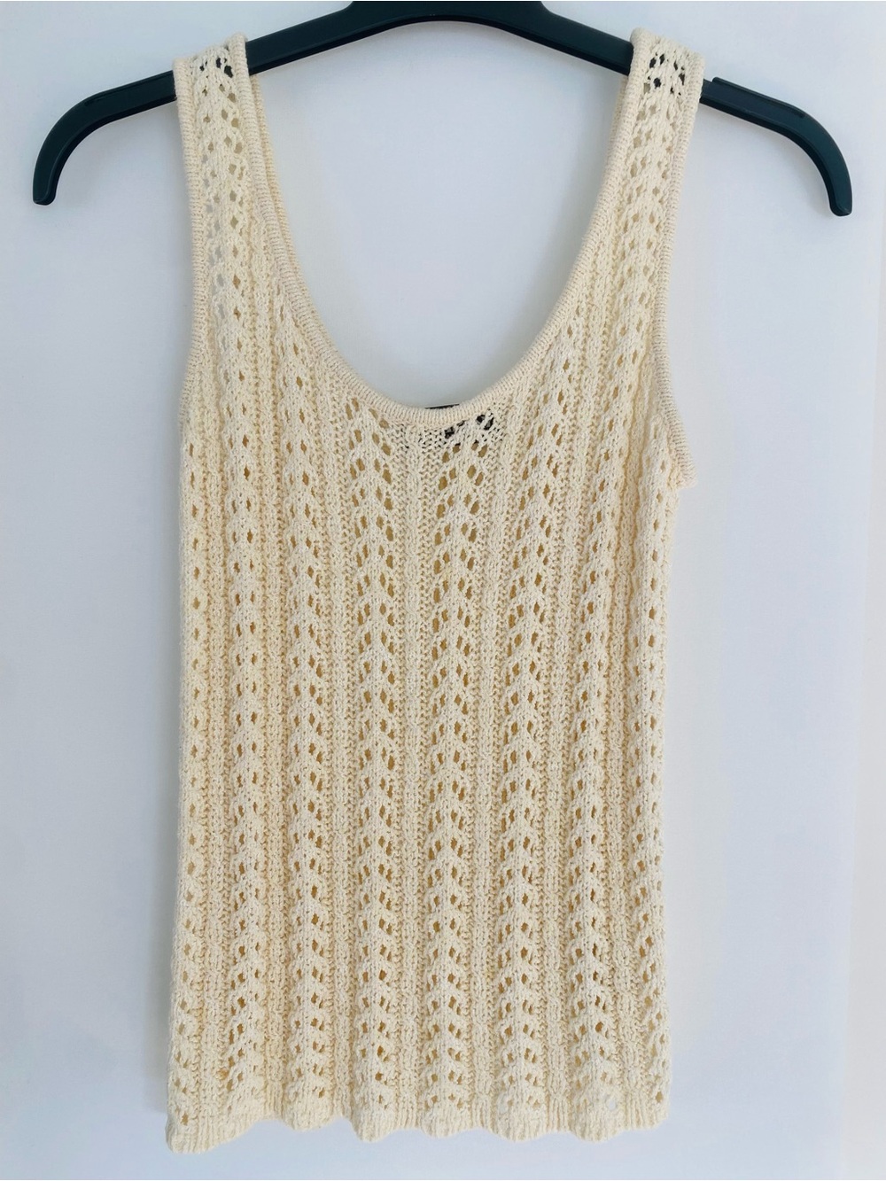 Ellen Trace & Co Cream Crochet Knit Tank Top - Classic Lightweight Women’s Top